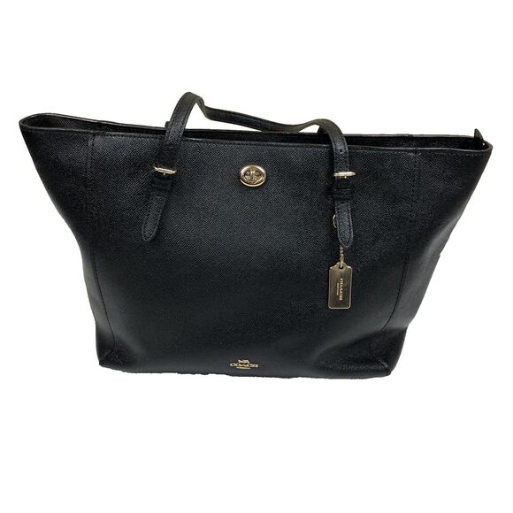 COACH 29086 Turn Lock Multi Function Tote Crossgrain Black 2 Handles Shoulder - Picture 1 of 16